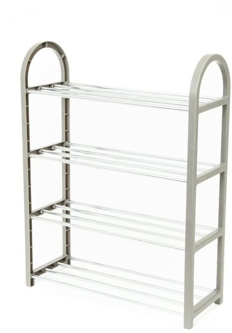 Compactor, štvorposchodová skrinka na topánky Poly RAN8940 na 12 párov topánok, polypropylén - chróm