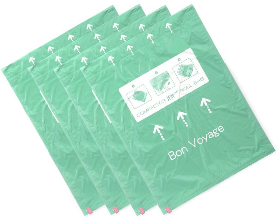 Compactor Súprava 4 ks cestovných vákuových vriec Jet Roll Bags L 50 litrov, 55 × 70 cm