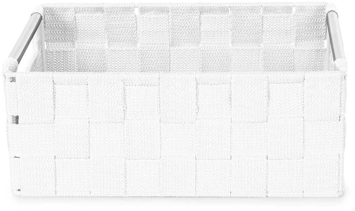 Compactor Úložný košík s kovovými držadlami Stan, tkané pásky, biely S
