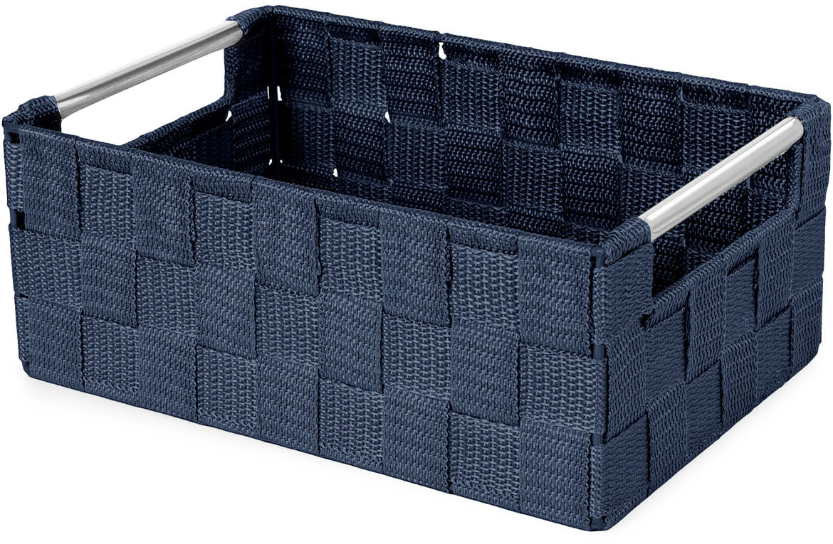 Compactor Úložný košík s kovovými držadlami Stan, tkané pásky, modrý S