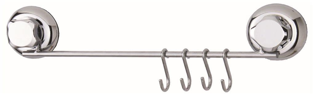 Compactor Bestlock Závesná tyč na kuchynské náčinie – bez vŕtania, 4 háčiky, nosnosť až 12 kg