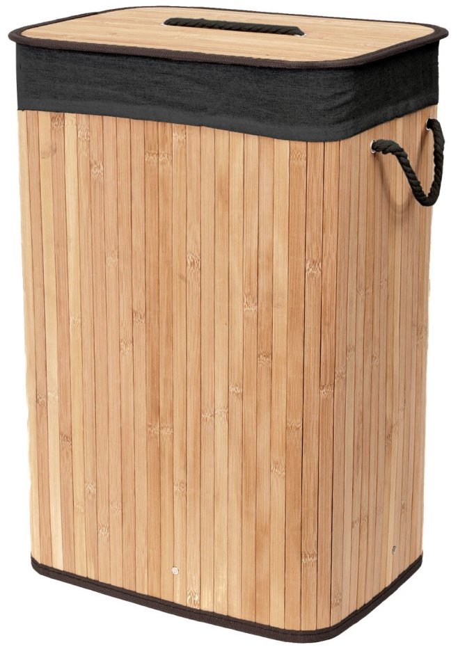 Compactor skladací kôš na bielizeň Bamboo, čierny
