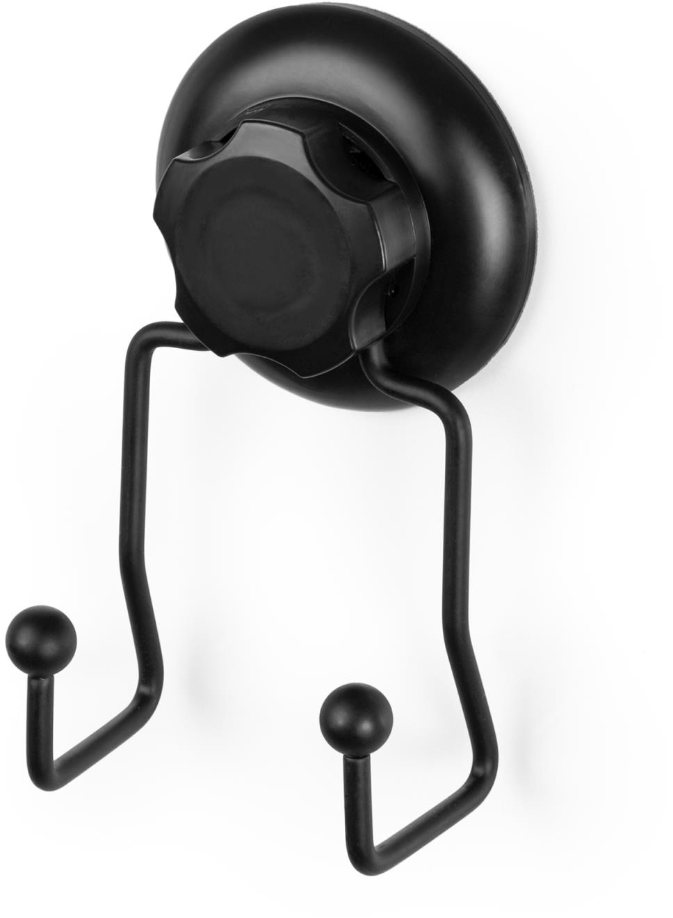 COMPACTOR Bestlock Black Dvojitý háčik do kúpeľne, s prísavkou, bez vŕtania, nosnosť až 6 kg