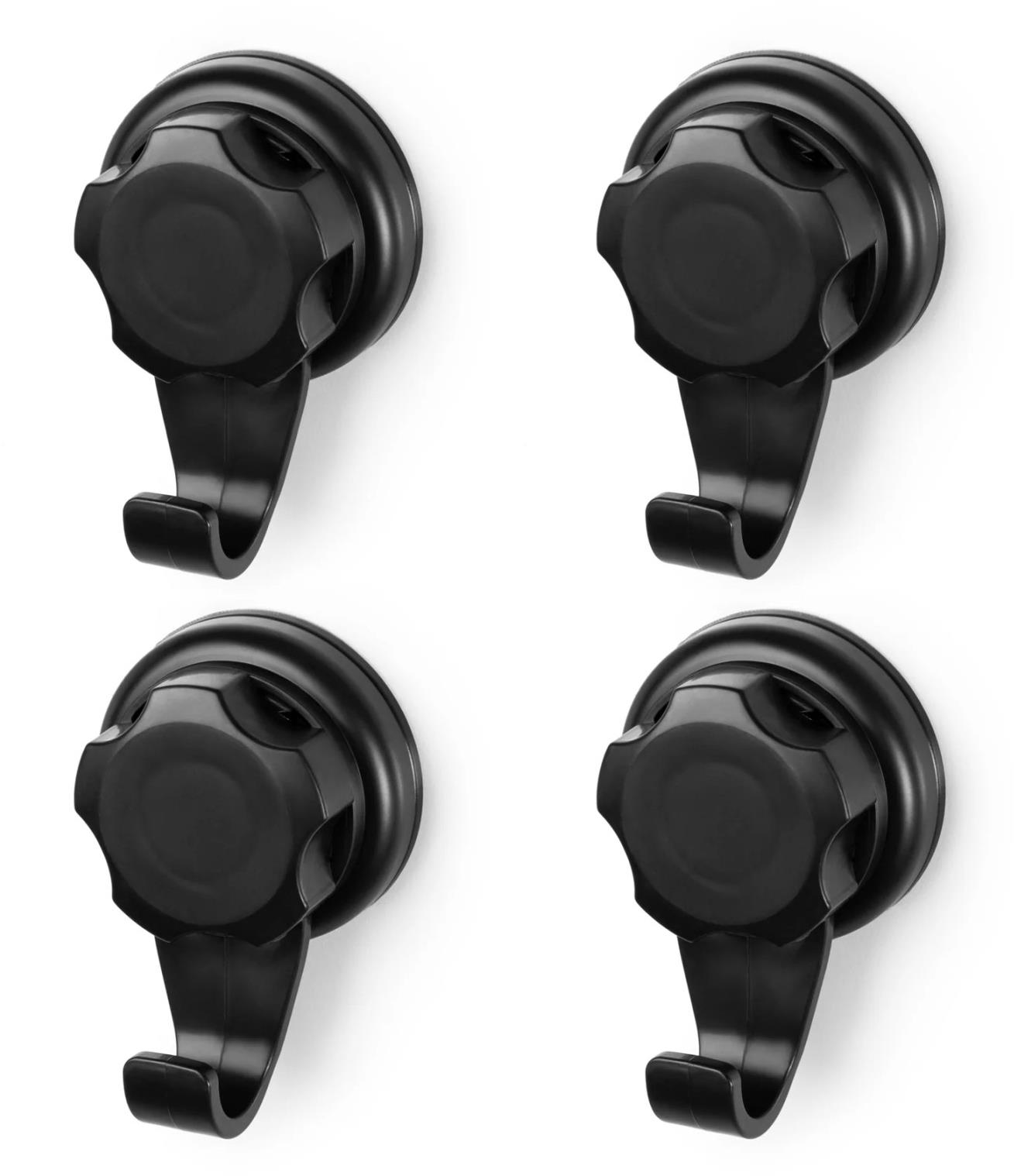COMPACTOR Bestlock Black Háčiky do kúpeľne, s prísavkami, bez vŕtania, nosnosť až 6 kg, 4 ks