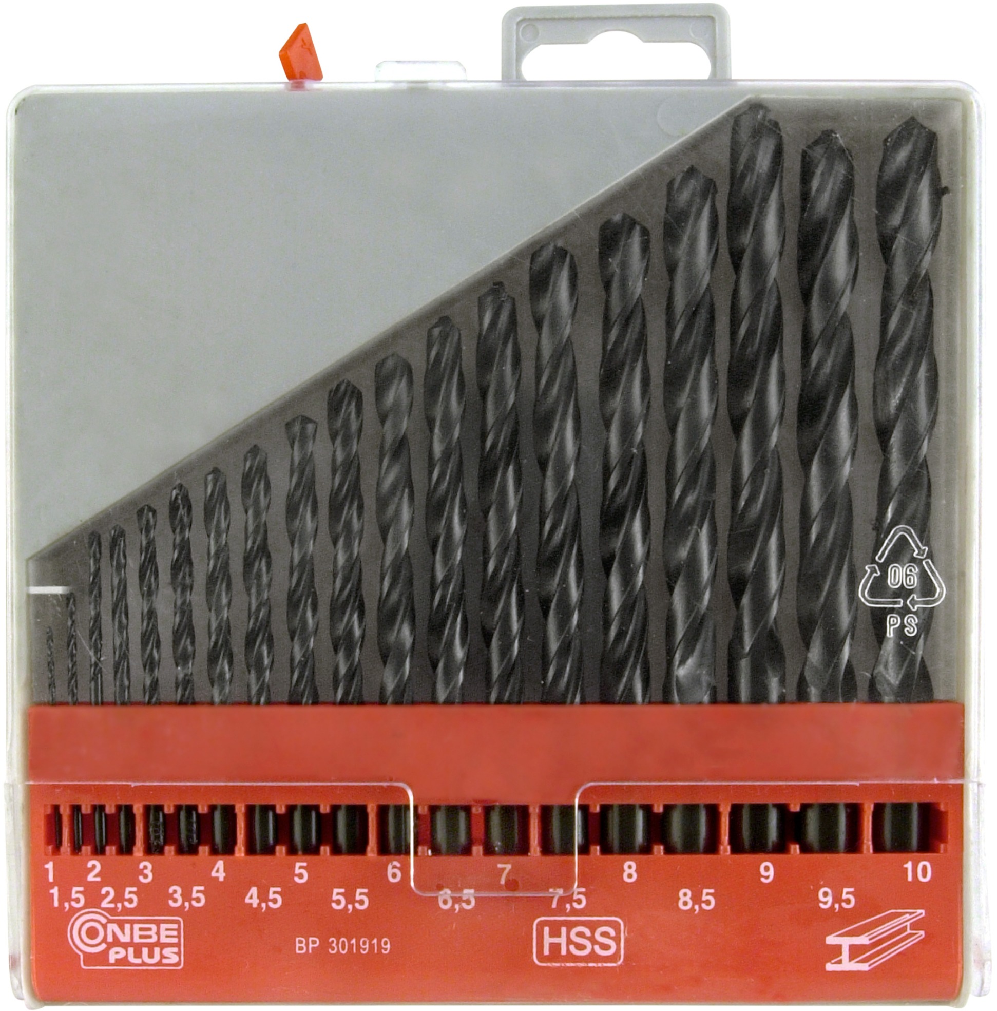 CON:P Súprava vrtákov HSS 19 ks v plastovom boxe