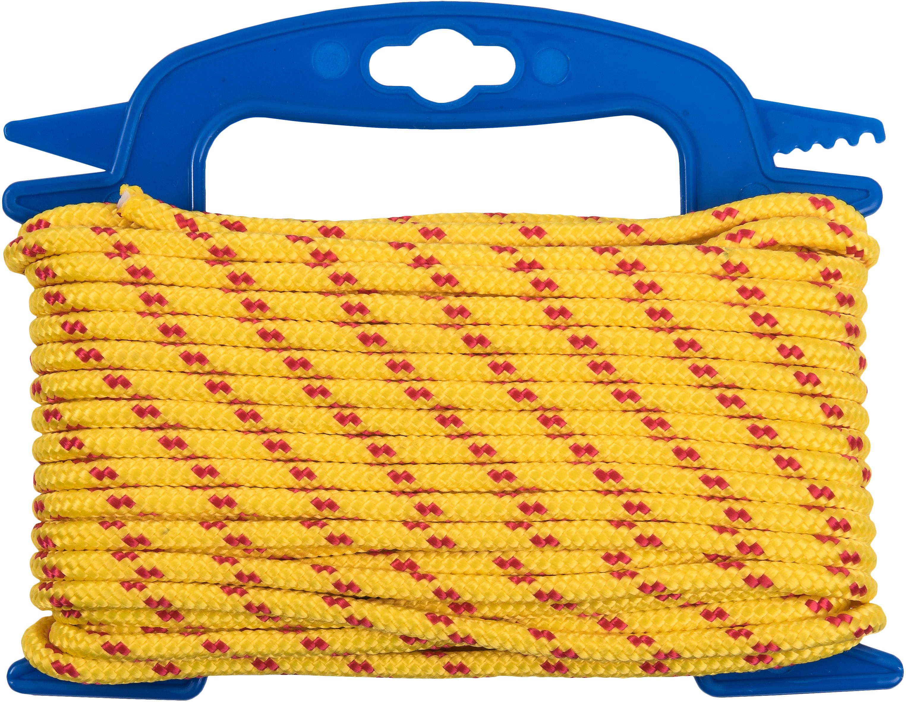 CONNEX PP pletené lano 16-pramenné, 6 mm × 15 m, žlté/červené, navíjač