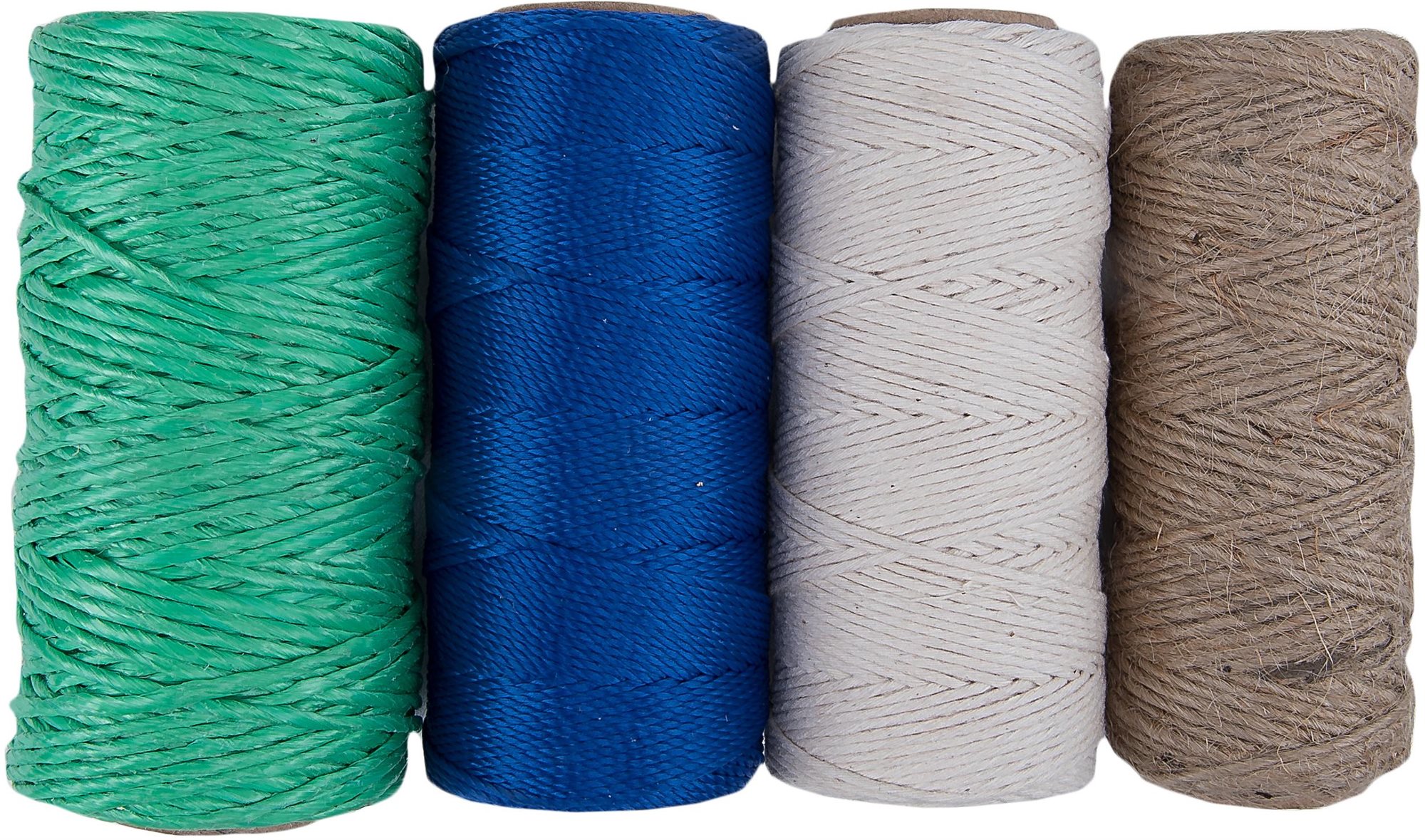 Werkzeyt PP súprava baliacich šnúrok 4 ks, 48, 68, 28, 78 m, zelená/modrá/biela/prírodná farba