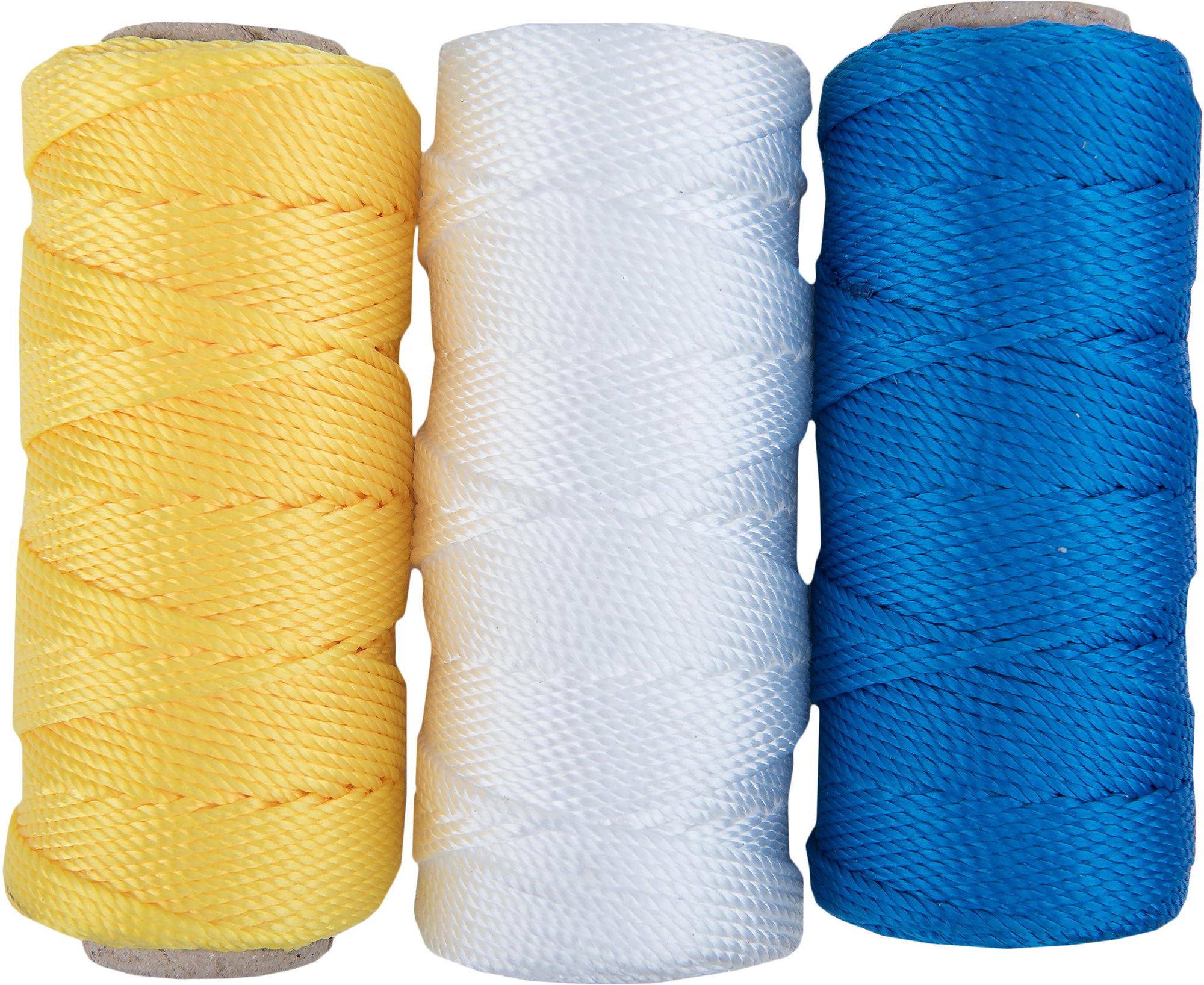 Werkzeyt PP stáčaná šnúra 3-pramenná, 3 ks, 1 mm × 50 m, modrá, biela, žltá