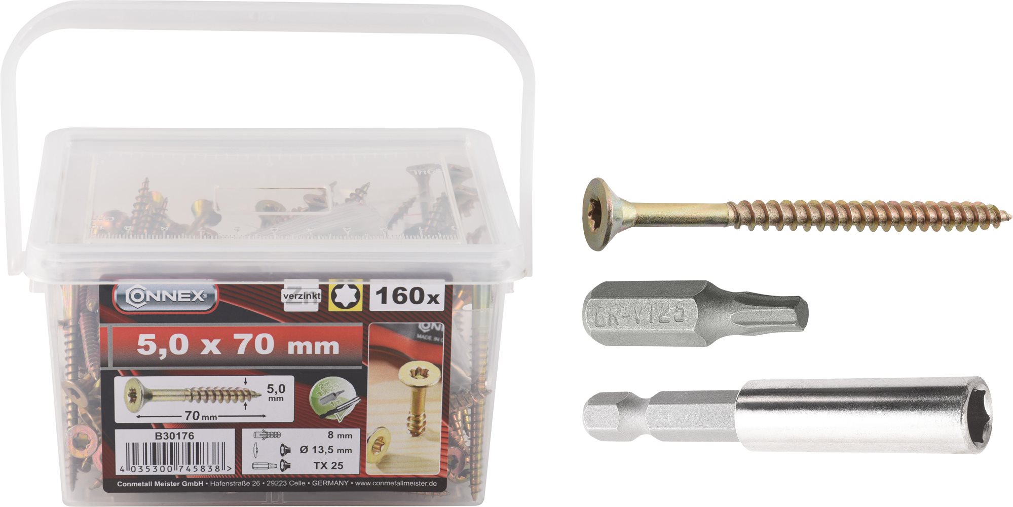 CONNEX Skrutky UNI TX 5,0 × 70 mm, 160 ks