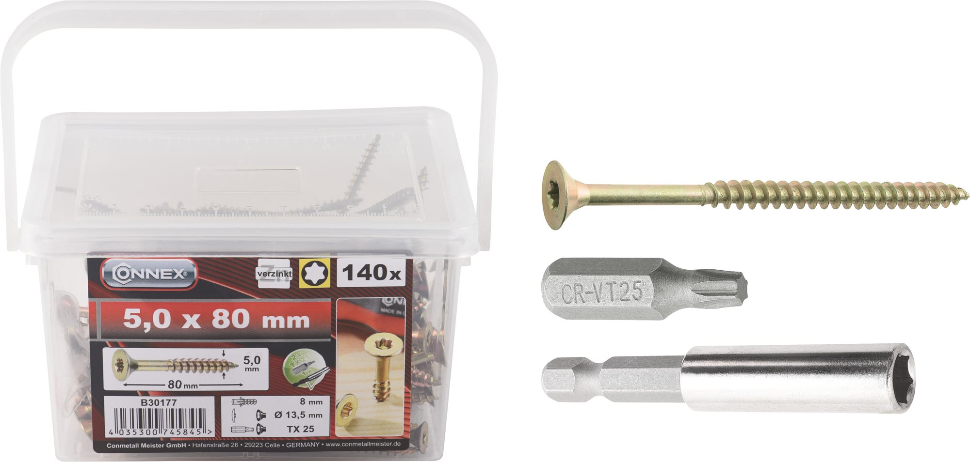 CONNEX Skrutky UNI TX 5,0 × 80 mm, 140 ks