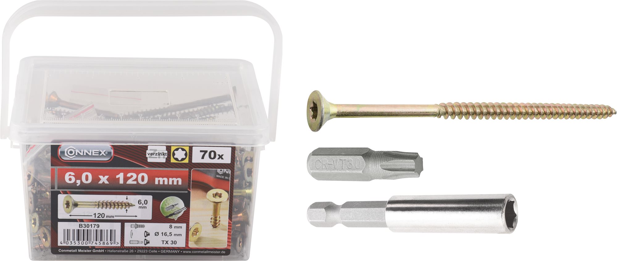 CONNEX Skrutka UNI TX 6,0 × 120 mm, 70 ks