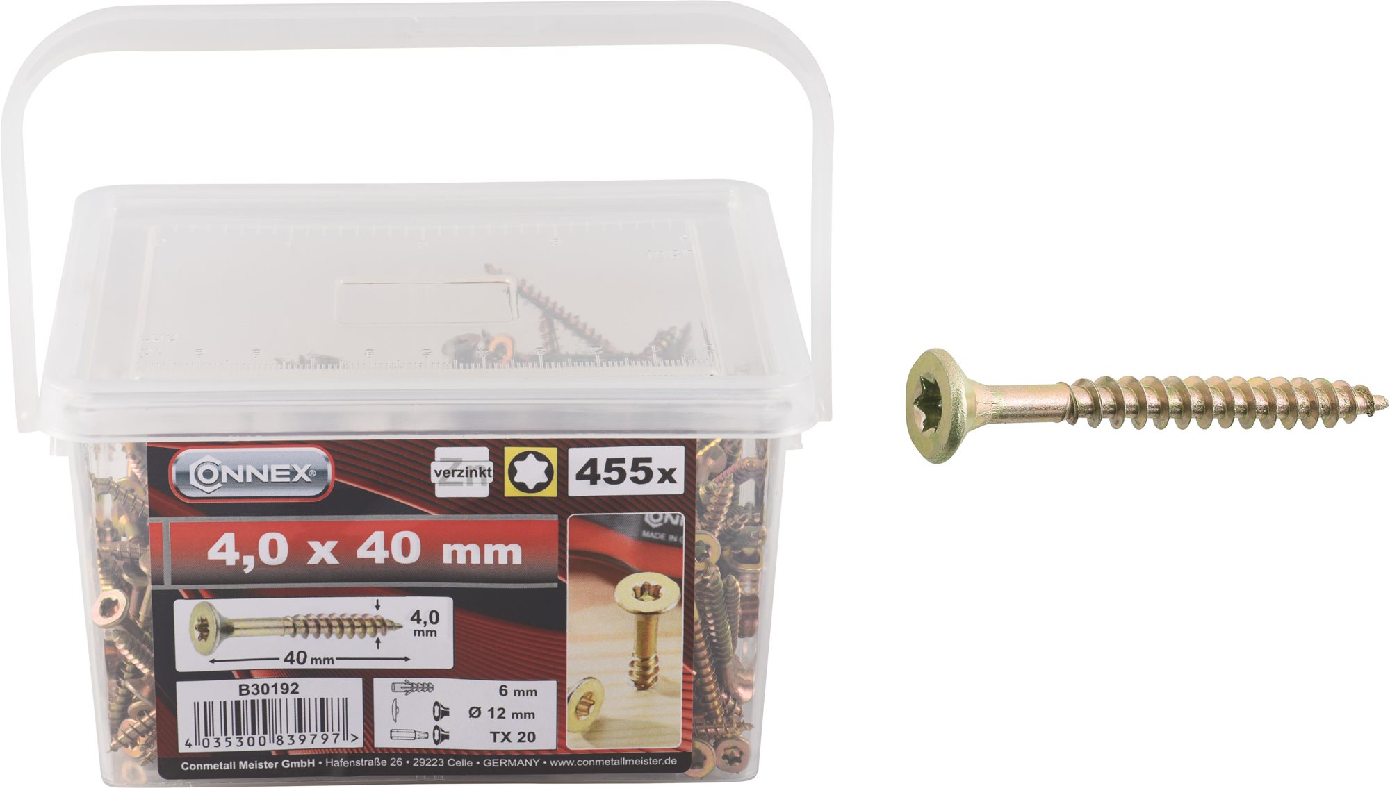 CONNEX UNI-skrutky, TX, 4,0 × 40 mm, 455 ks