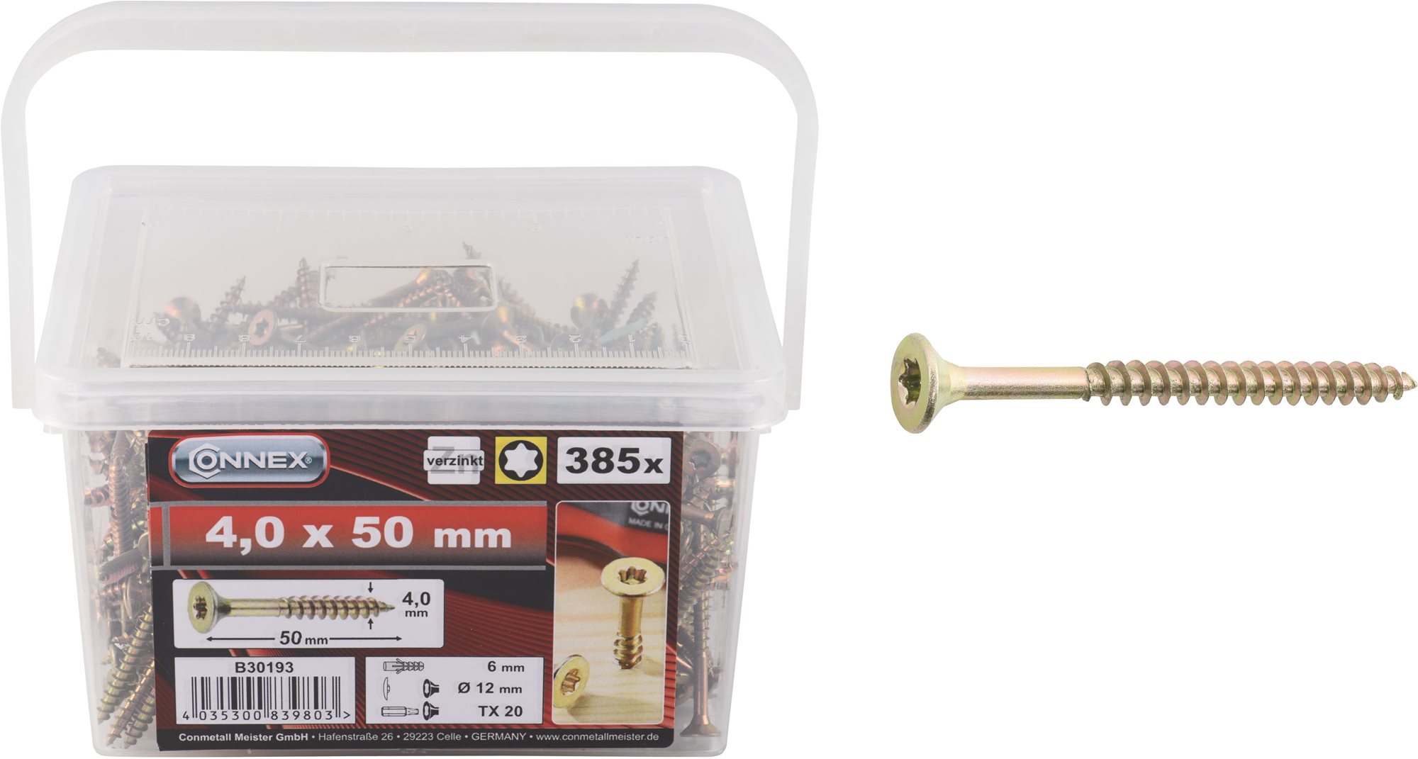CONNEX UNI-skrutky, TX, 4,0 × 50 mm, 385 ks