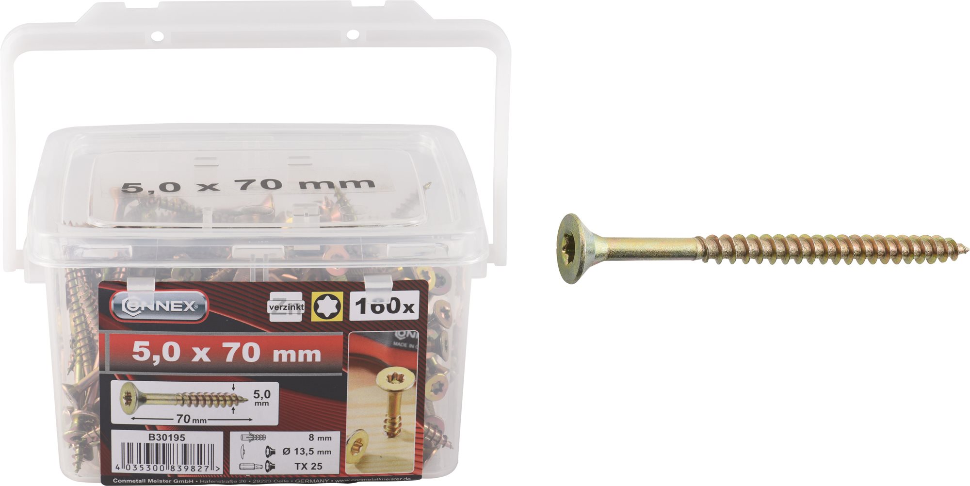 CONNEX UNI-skrutky, TX, 5,0 × 70 mm, 160 ks