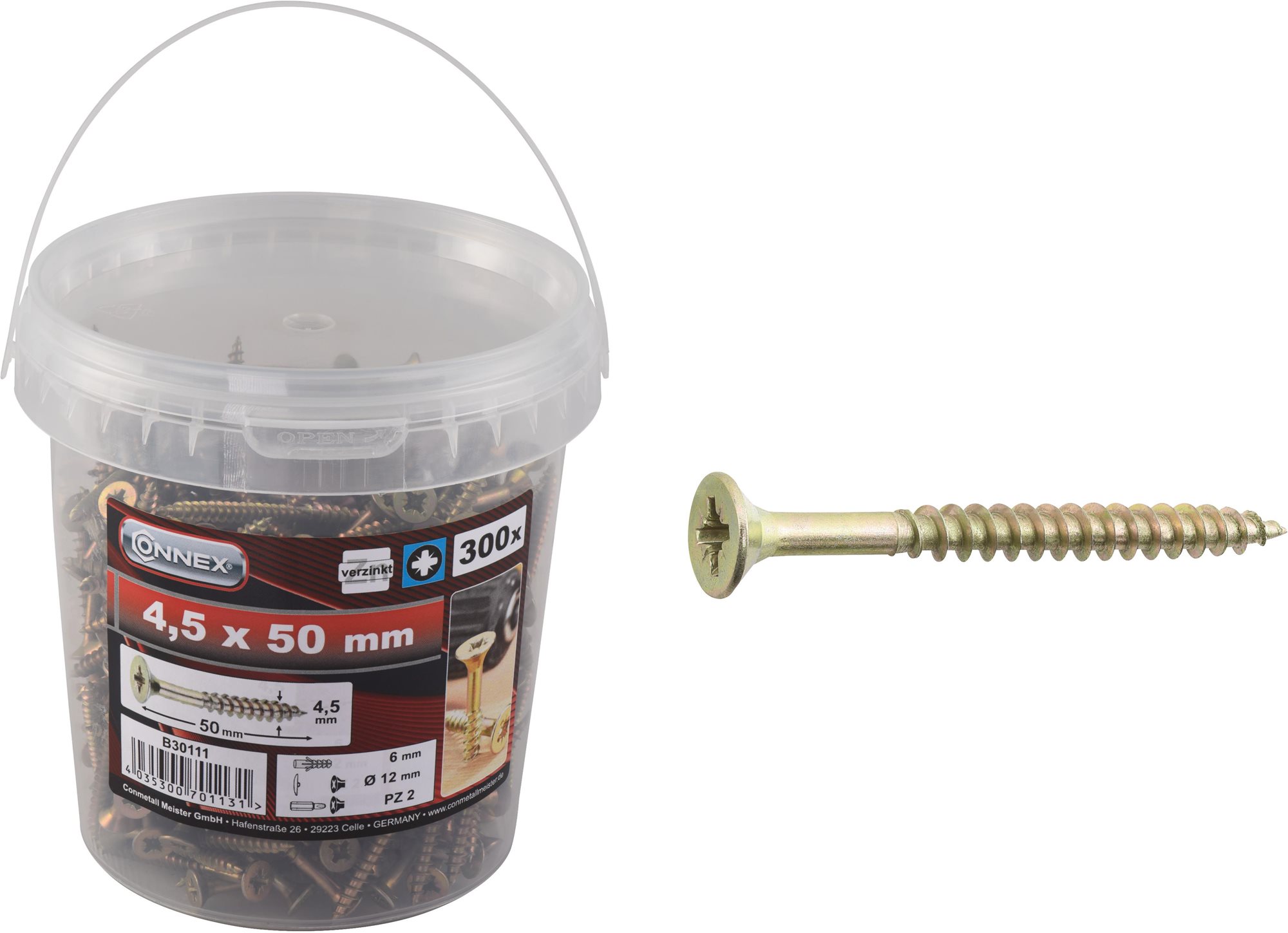 CONNEX UNI skrutky PZ 4,5 × 50 mm, 300 ks