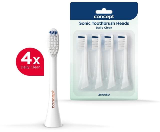 CONCEPT ZK0050 Náhradná hlavica k zubným kefkám PERFECT SMILE ZK500x, Daily Clean, 4 ks, biela