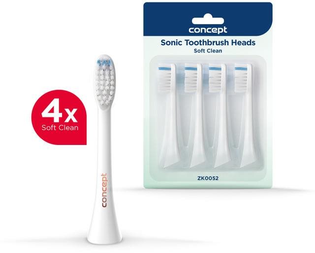 CONCEPT ZK0052 Náhradná hlavica k zubným kefkám PERFECT SMILE ZK500x, Soft Clean, 4 ks, biela