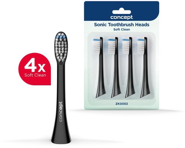 CONCEPT ZK0053 Náhradná hlavica k zubným kefkám PERFECT SMILE ZK500x, Soft Clean, 4 ks, čierna