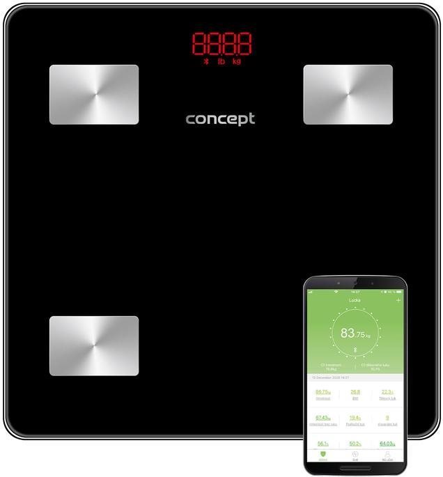 Concept VO4001 Osobná váha diagnostická 180 kg PERFECT HEALTH, čierna