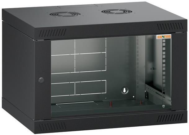 Conteg RQN-06-60/45 – 19" nástenný rozvádzač 6U, 572 × 450 mm, čierny