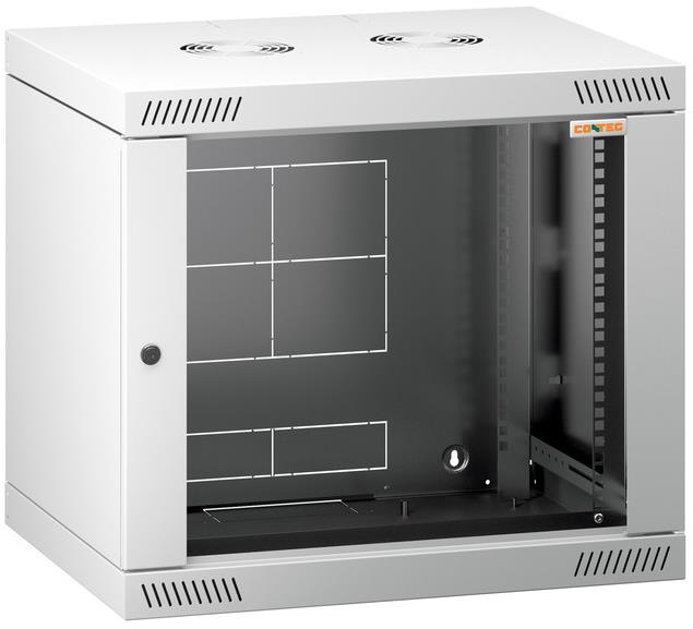 Conteg RQN-09-60/45 – 19" nástenný rozvádzač 18U, 572 × 450 mm, sivý