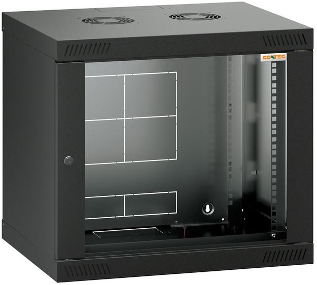 Conteg RQN-09-60/45 – 19" nástenný rozvádzač 9U, 572 × 450 mm, čierny