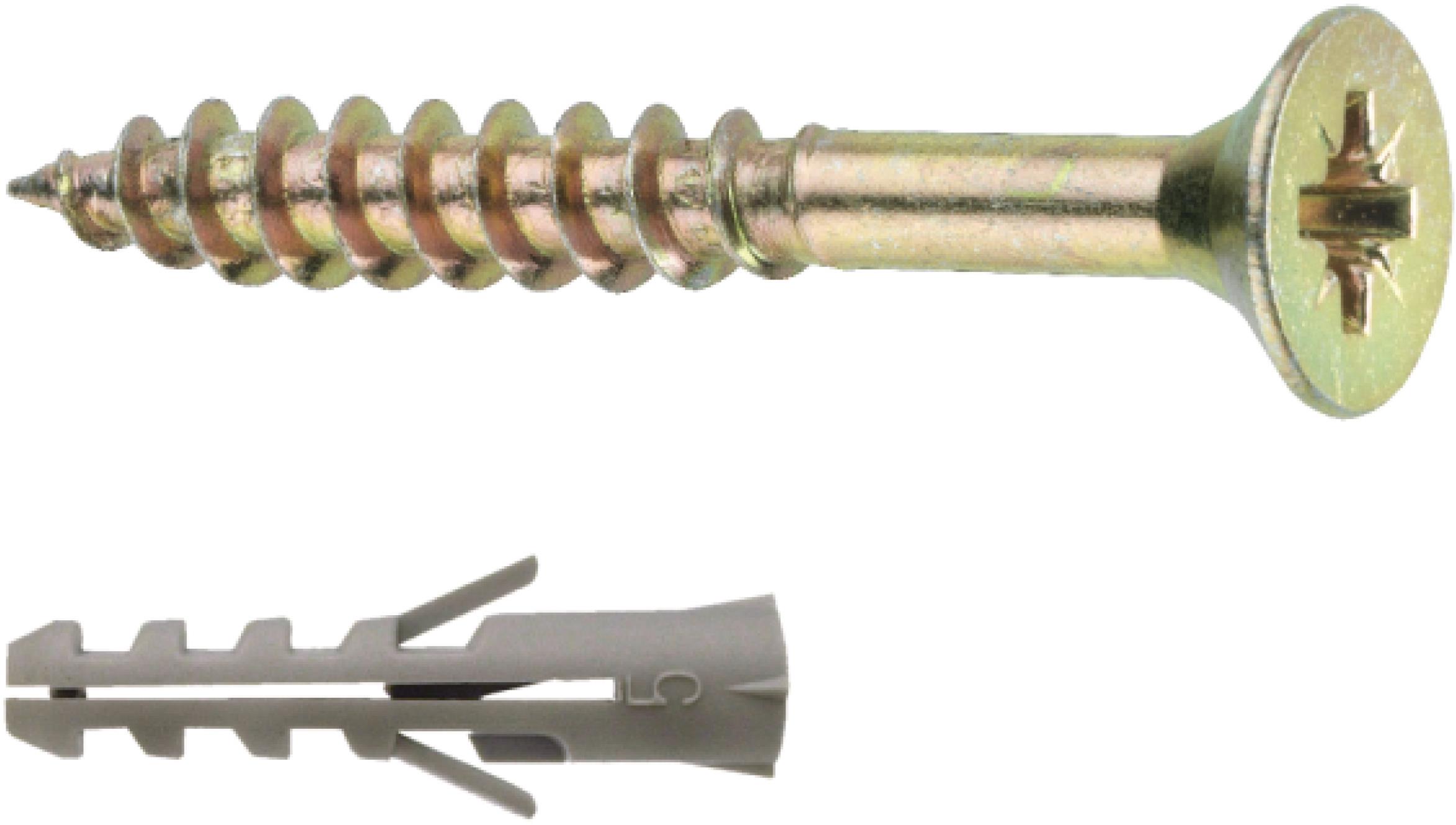 CONNEX Súprava univerzálných skrutiek 5,0 × 70 mm PZ a hmoždiniek, 25 kusov