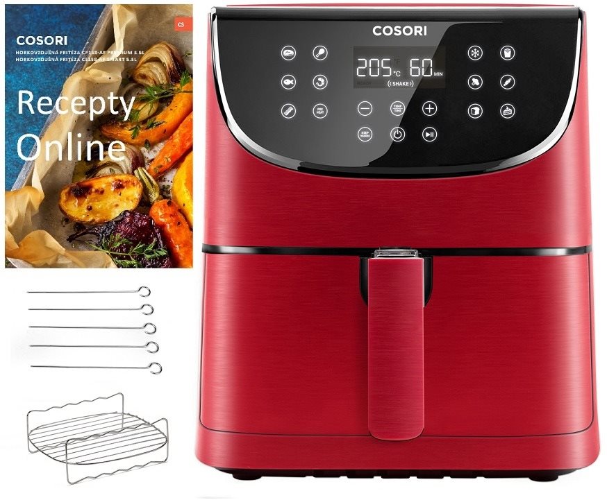 Cosori Premium 5,5 L + 5× špíz a rošt, červená