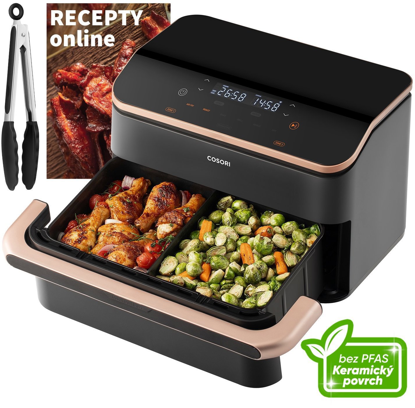 Cosori TF101S Dual Blaze TwinFry 10 l čierna