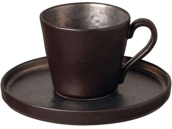 Costa Nova Šálka s tanierikom Lagoa 90 ml, metalická, vyvýšený okraj