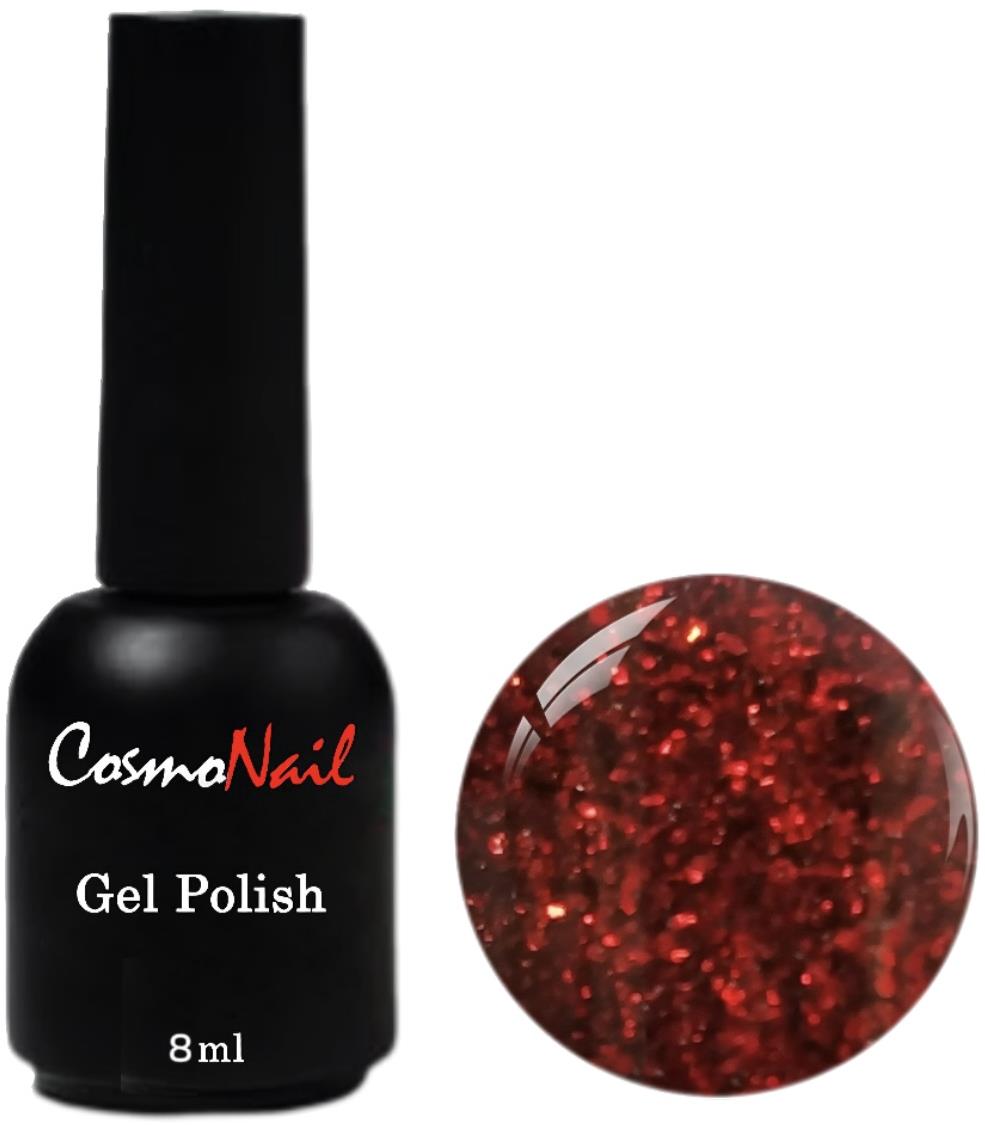 Cosmonail gél polish Red glitter 001, 8 ml