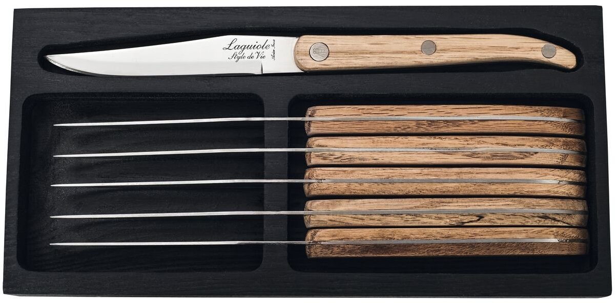 Lou Laguiole Innovation Line Steakové nože Oak Smith, 6 ks, délka: 230 mm