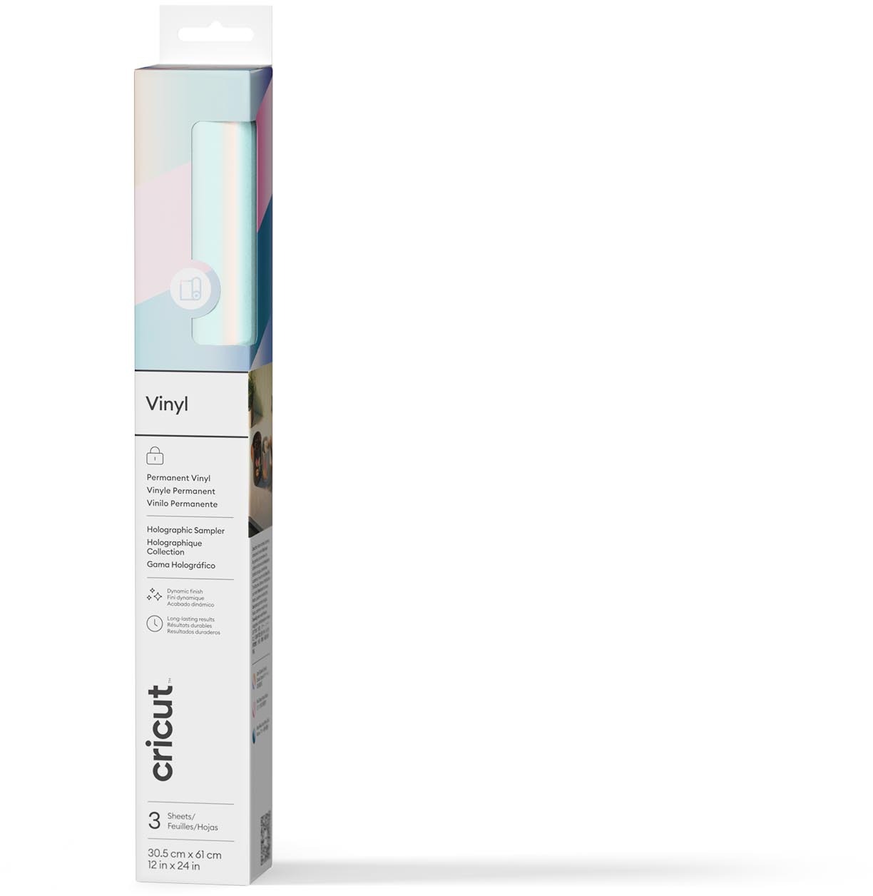Cricut Holographic Vinyl 30×60cm 3-sheet Sampler (Opal, Pink, Blue)