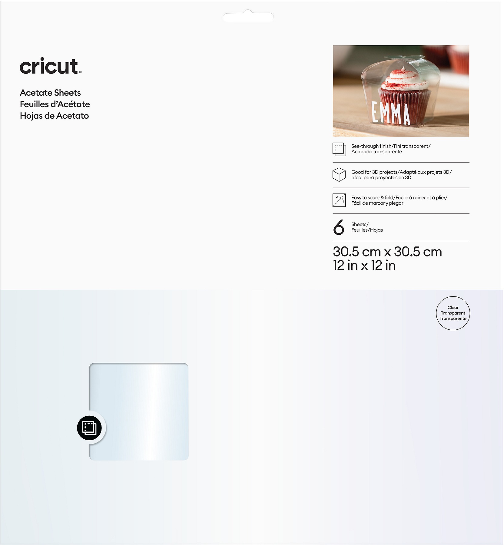 Cricut Foil Acetate 30 × 30 cm 6-sheets (Clear)
