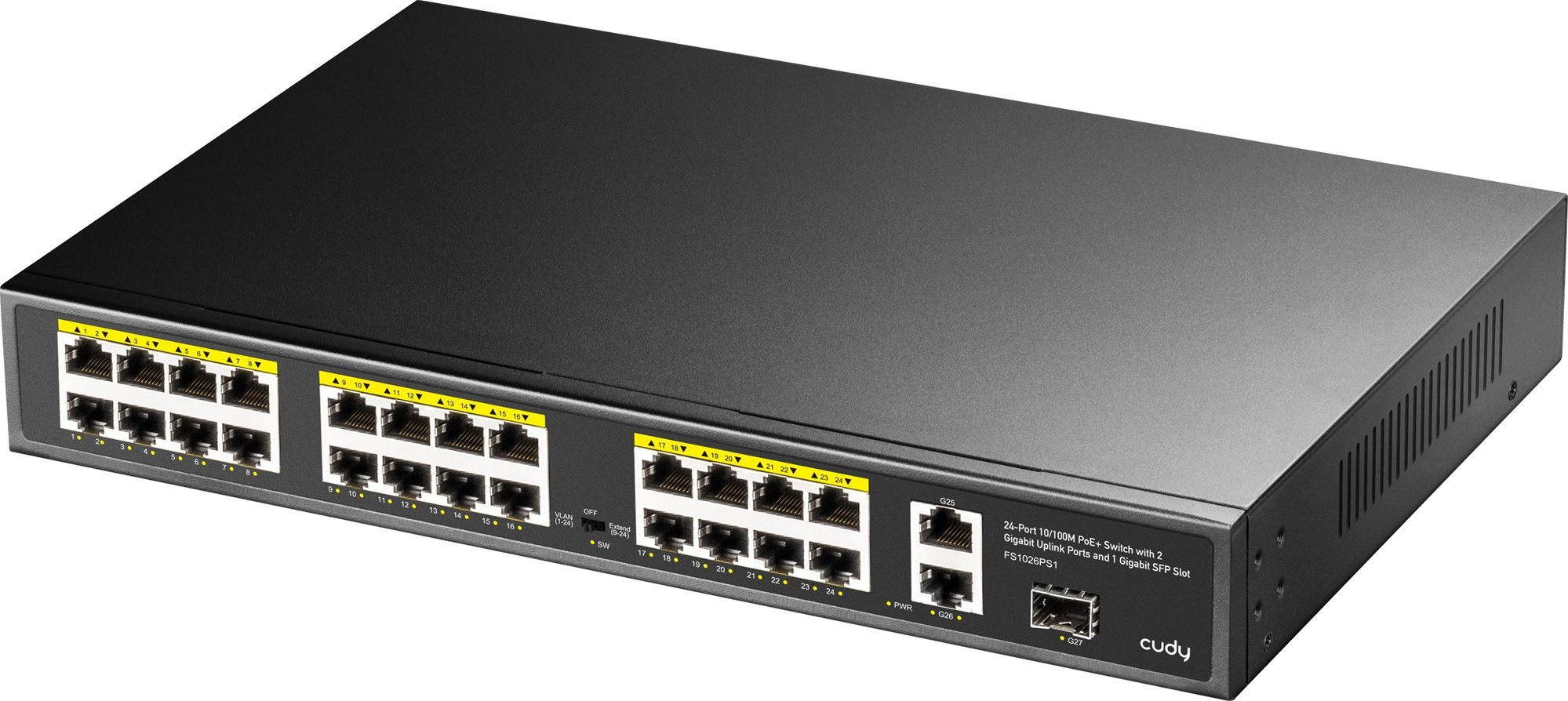 CUDY 24-Port 10/100M PoE+ Switch with 2 Gigabit Port+ 1SFP 300W