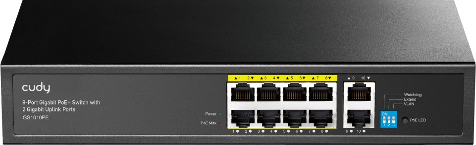 CUDY 8-Port Gigabit PoE+ Switch with 2 Gigabit Uplink Ports 120W