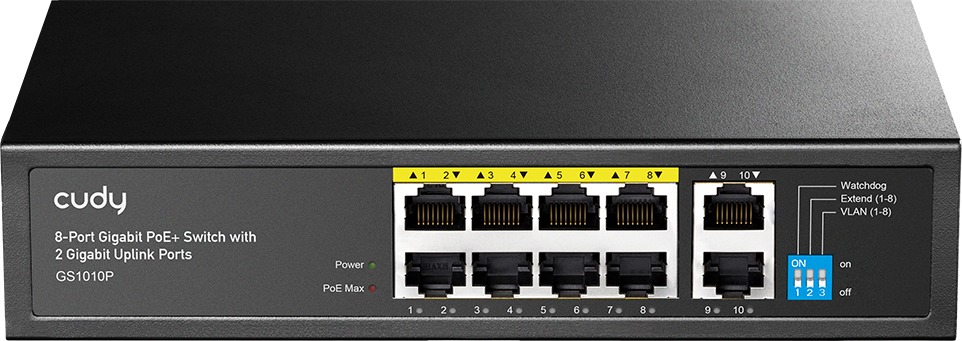CUDY 8-Port Gigabit PoE+ Switch with 2 Gigabit Uplink Ports
