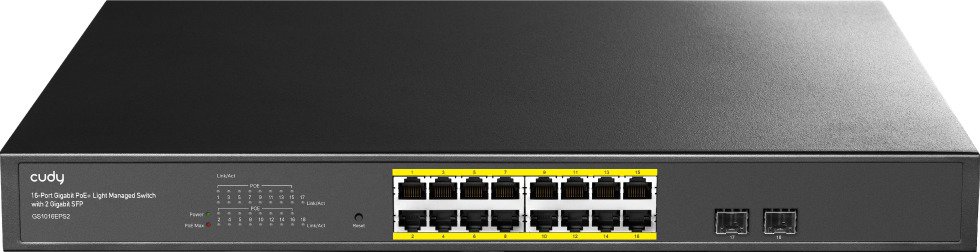 CUDY 16-Port Gigabit Light Managed PoE+ Switch with 2 SFP
