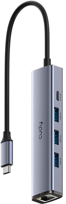 CUDY 5-In-1 USB-C Hub with Gigabit Ethernet Port