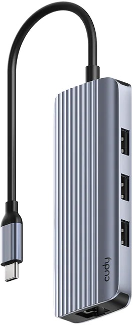 CUDY 6-In-1 USB-C Hub with Gigabit Ethernet Port