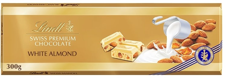 LINDT Gold Tablet Švajčiarska Biela Čokoláda S Mandľami 300 g