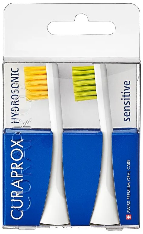 CURAPROX Hydrosonická náhradná hlavica PRO sensitive 2 ks žltá/zelená