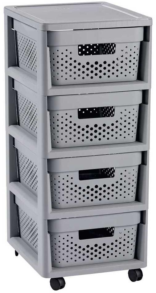 Curver Infinity Dots regál so zásuvkami 4× 11 l, sivý