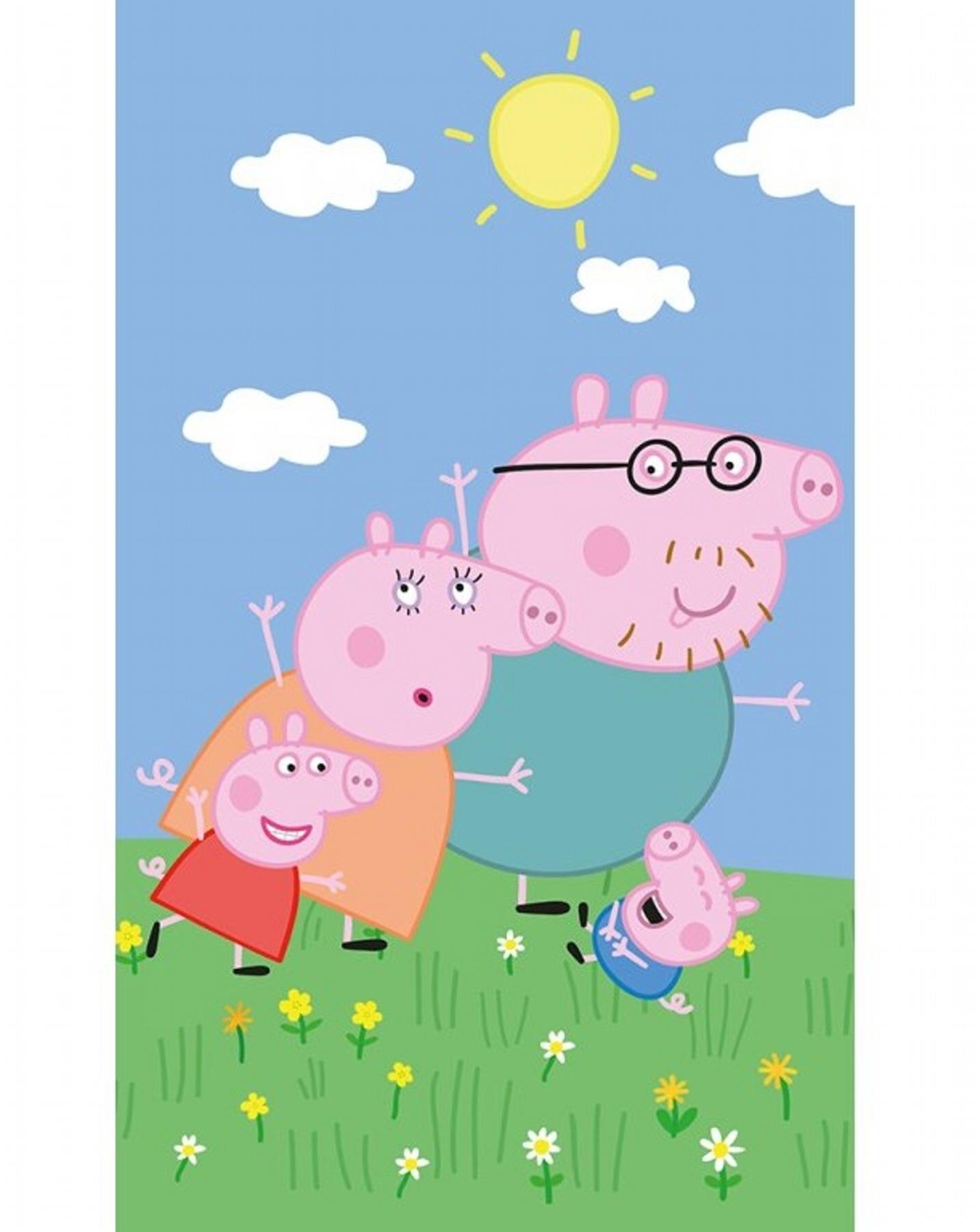 Carbotex Detský uterák Prasiatko Pepina s rodinkou, 30 × 50 cm
