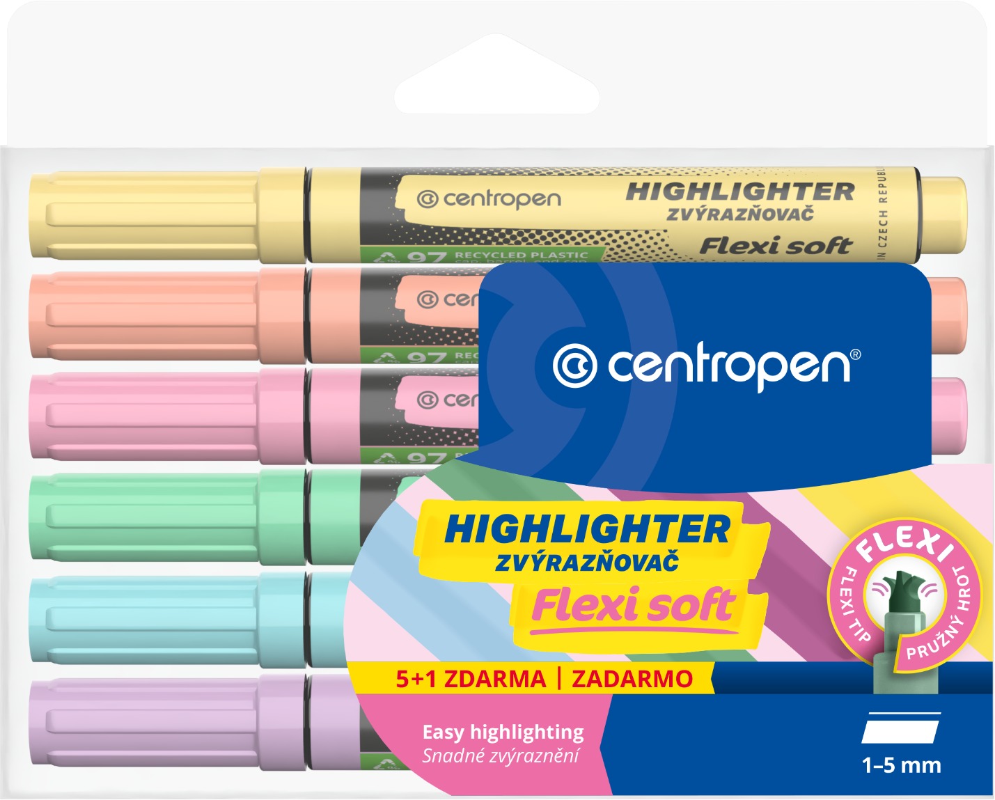 Centropen zvýrazňovač 8542/6 flexi soft
