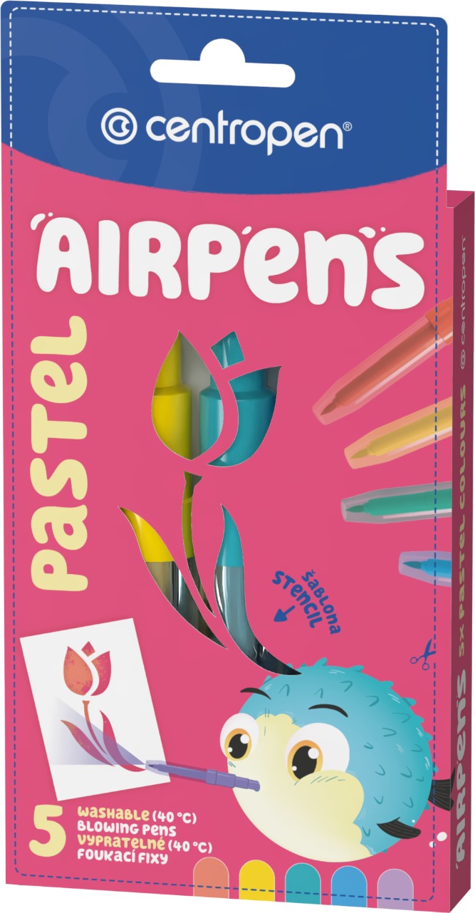 CENTROPEN fúkacie fixky Air Pens 1500 pastel colours 5 ks