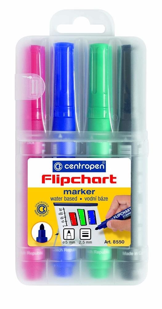 Centropen značkovač 8550/4 flipchart v etui