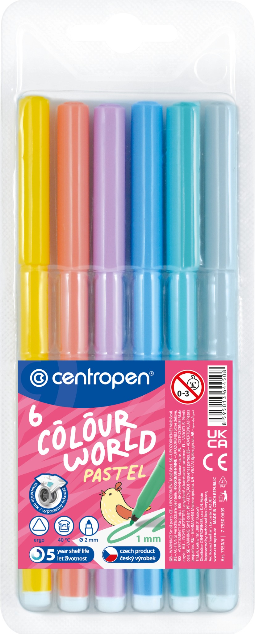 Centropen popisovač 7550 / 6 Colour World pastel