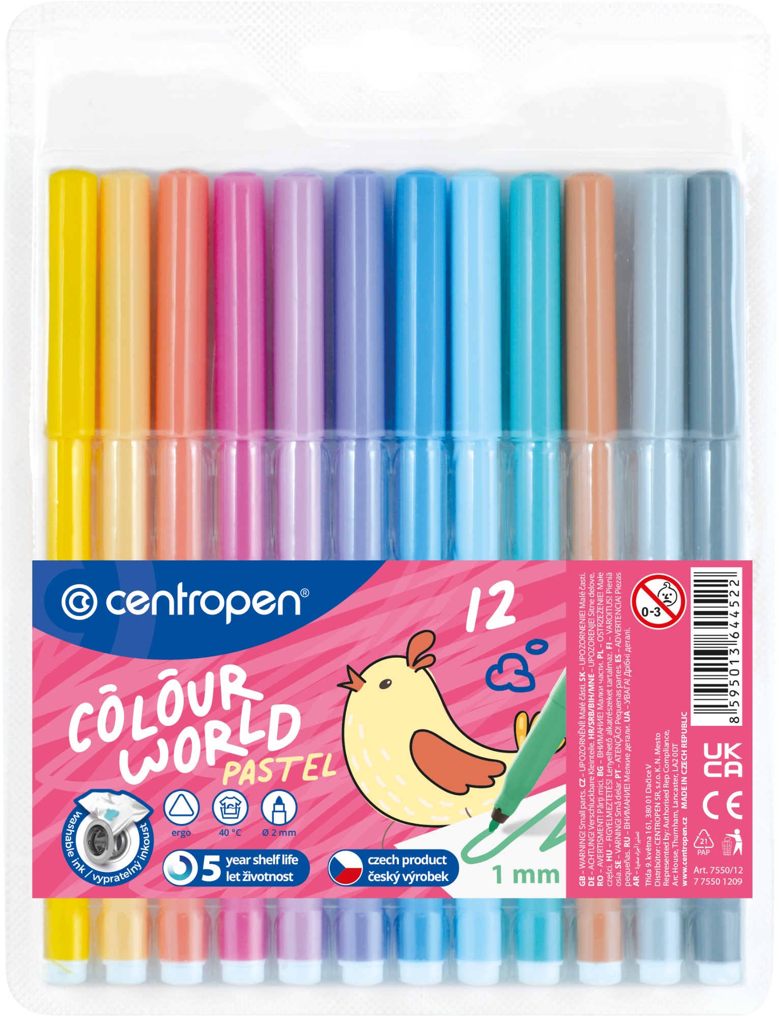 Centropen popisovač 7550/12 Colour World pastel