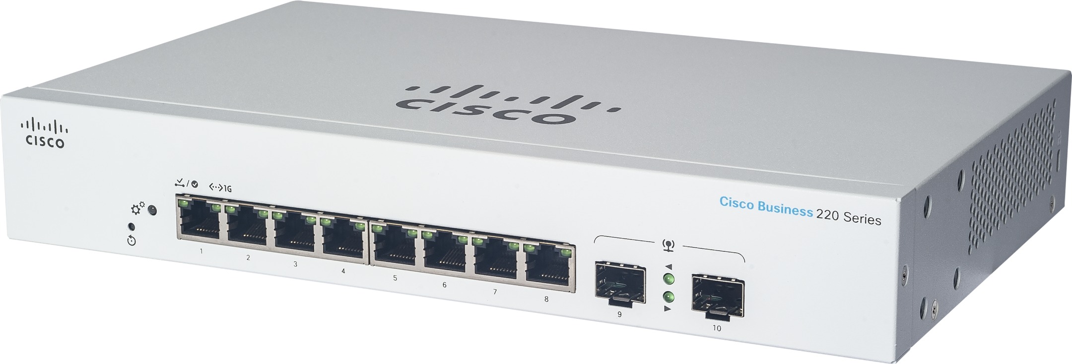 CISCO CBS220 Smart 8-port GE, Full PoE, Ext PS, 2× 1 G SFP